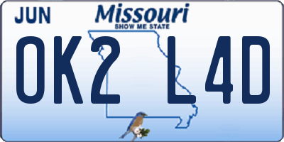 MO license plate OK2L4D