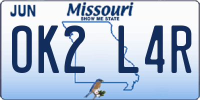 MO license plate OK2L4R