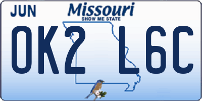 MO license plate OK2L6C