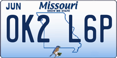 MO license plate OK2L6P