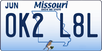 MO license plate OK2L8L