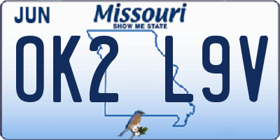 MO license plate OK2L9V