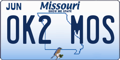 MO license plate OK2M0S