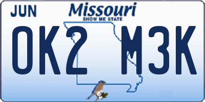 MO license plate OK2M3K