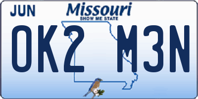 MO license plate OK2M3N