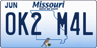 MO license plate OK2M4L