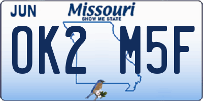 MO license plate OK2M5F