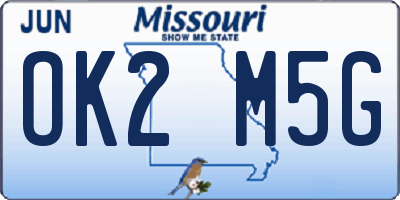 MO license plate OK2M5G