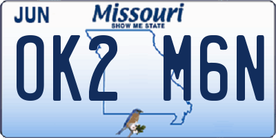MO license plate OK2M6N