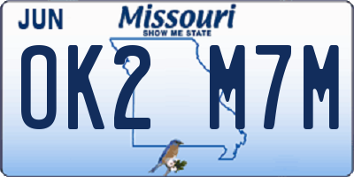 MO license plate OK2M7M