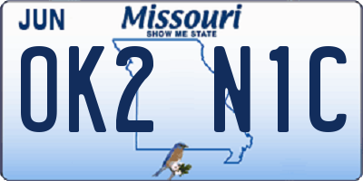 MO license plate OK2N1C