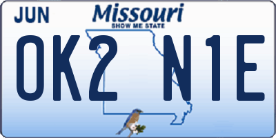 MO license plate OK2N1E