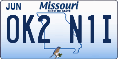 MO license plate OK2N1I