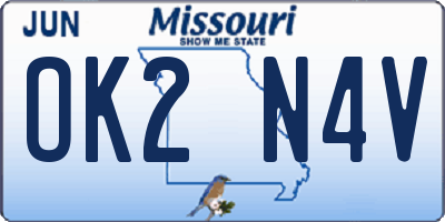 MO license plate OK2N4V