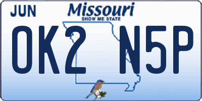 MO license plate OK2N5P