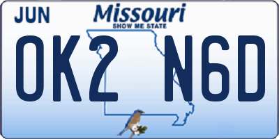 MO license plate OK2N6D