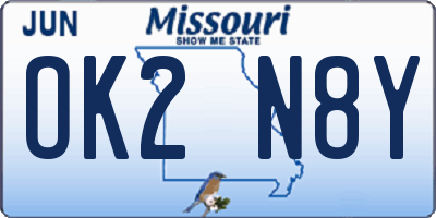 MO license plate OK2N8Y