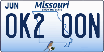 MO license plate OK2O0N