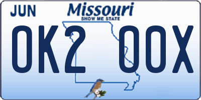 MO license plate OK2O0X