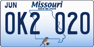 MO license plate OK2O2O