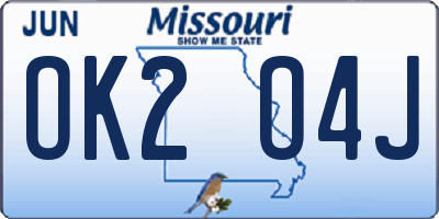 MO license plate OK2O4J