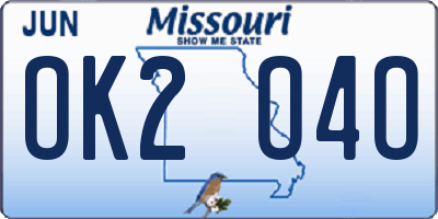 MO license plate OK2O4O