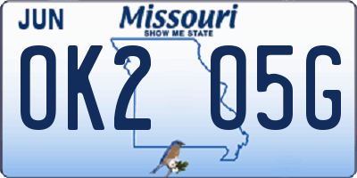 MO license plate OK2O5G