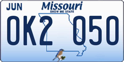 MO license plate OK2O5O