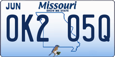 MO license plate OK2O5Q