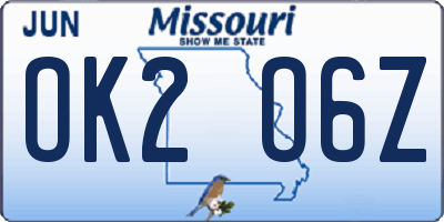 MO license plate OK2O6Z