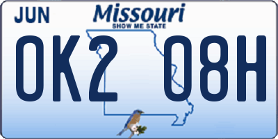 MO license plate OK2O8H