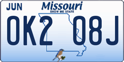 MO license plate OK2O8J
