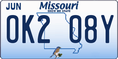 MO license plate OK2O8Y