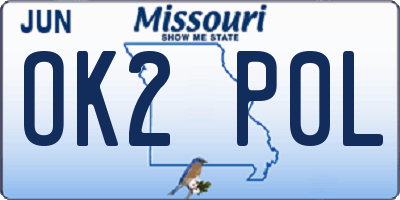 MO license plate OK2P0L