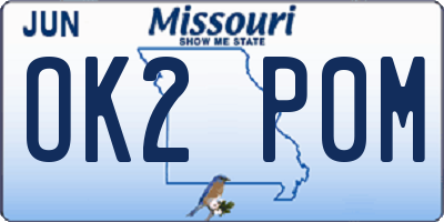 MO license plate OK2P0M
