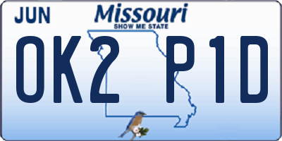 MO license plate OK2P1D