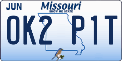 MO license plate OK2P1T