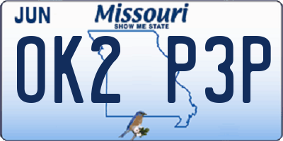 MO license plate OK2P3P