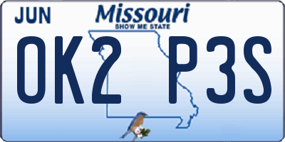 MO license plate OK2P3S