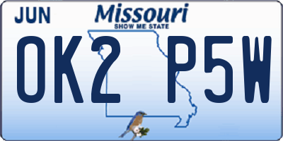 MO license plate OK2P5W