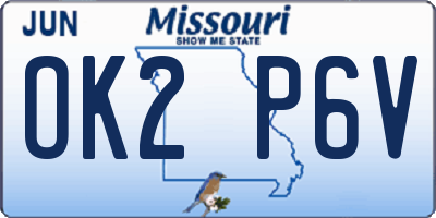 MO license plate OK2P6V