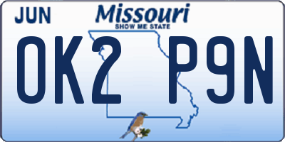 MO license plate OK2P9N