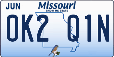 MO license plate OK2Q1N
