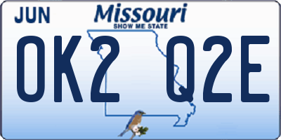 MO license plate OK2Q2E