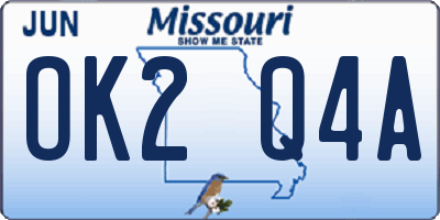 MO license plate OK2Q4A