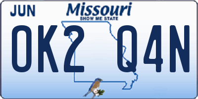 MO license plate OK2Q4N