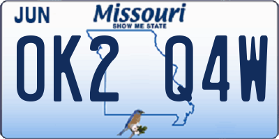 MO license plate OK2Q4W
