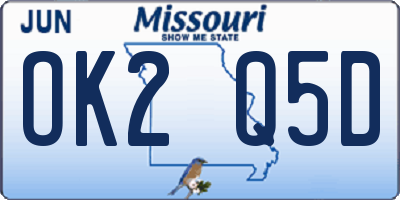 MO license plate OK2Q5D