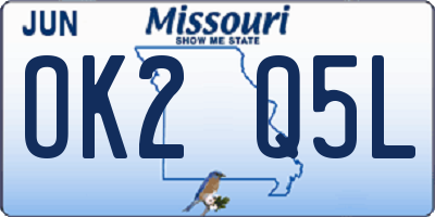 MO license plate OK2Q5L