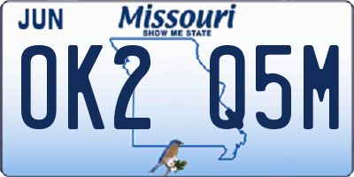 MO license plate OK2Q5M
